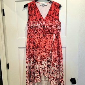 Victoria Harbour Floral Mock Wrap High/Low Dress